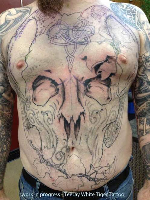 satyr skull tattoo outline