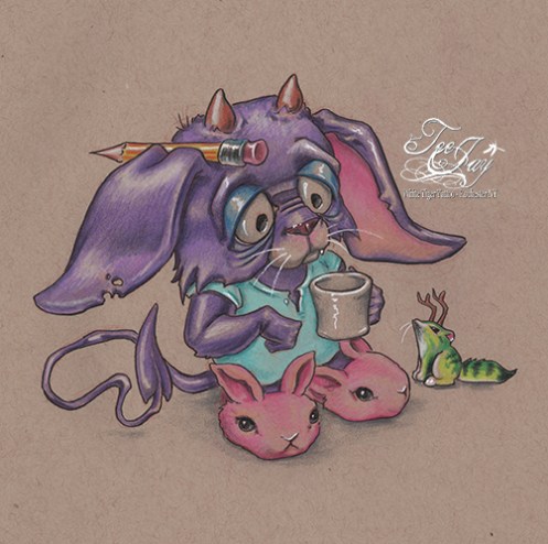 bunny slippers - confused in the morning