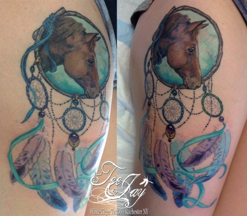 horse and dreamcatcher tattoo