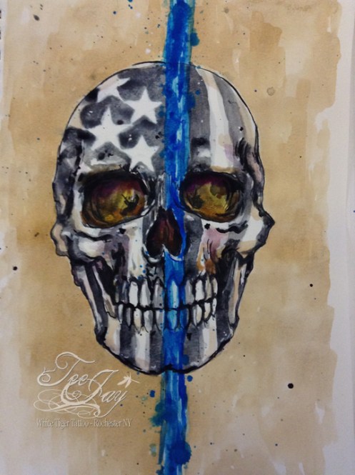 thin blue line skull