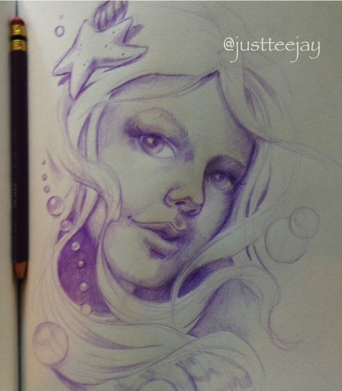 mermaid face drawing