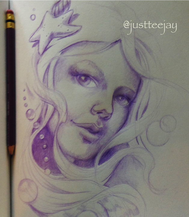 mermaid face drawing