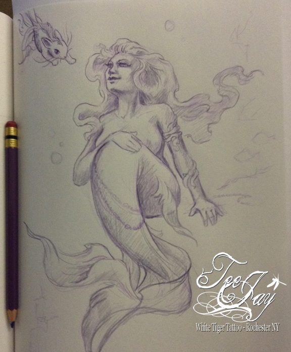 drawing mermaid and merbunny