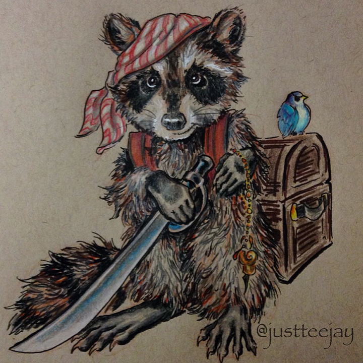 pirate raccoon drawing