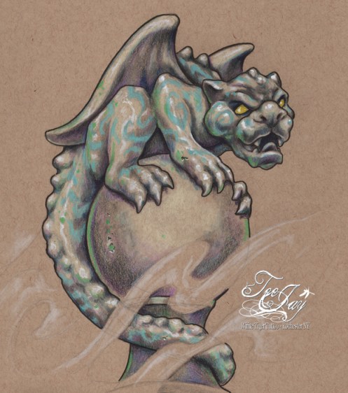 gargoyle on shpere drawing
