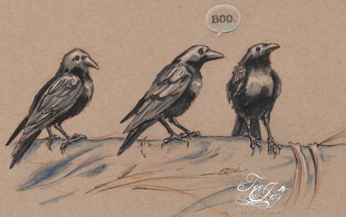 crow scaring his friend