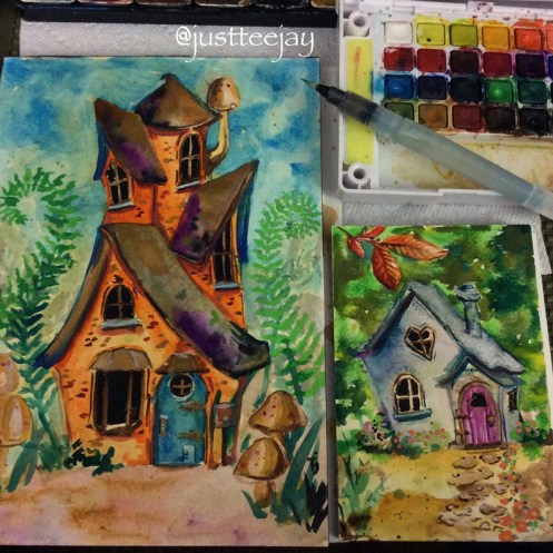 watercolor fairy houses