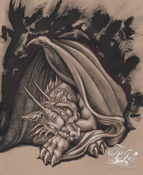 dragon and fairy having a nap