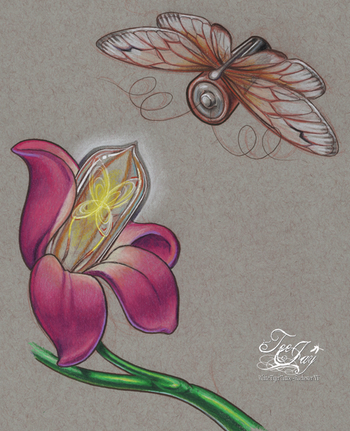 battery bug and edison bulb orchid