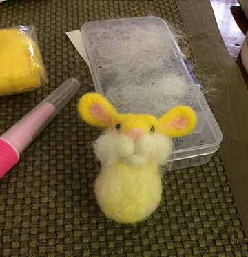needle felting bumble bunny