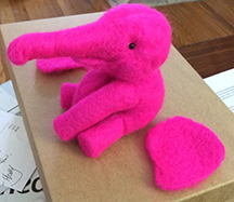 needle felted pink elephant