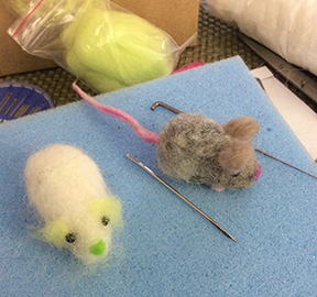 needle felted mice