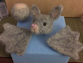 needle felted bat in progress