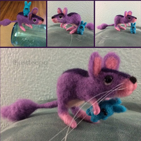 needle felted kangaroo mouse and friend
