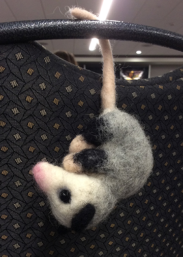 needle felted opossum