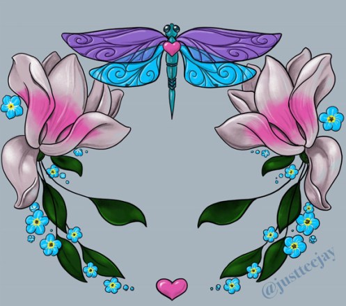 digital cat flowers drawing