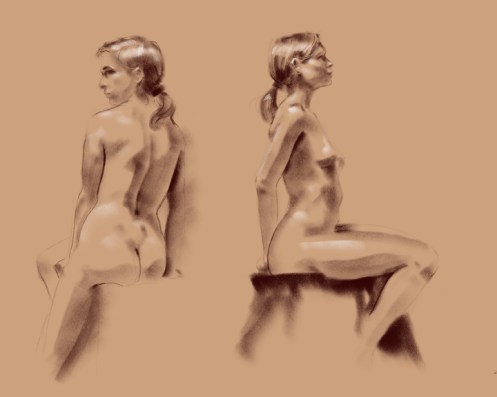digital figure drawing seated female