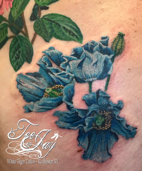 blue poppies tattoo