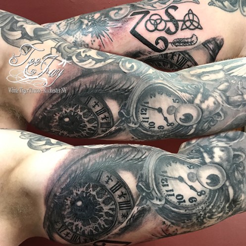 Chad's eye tattoo (underarm)