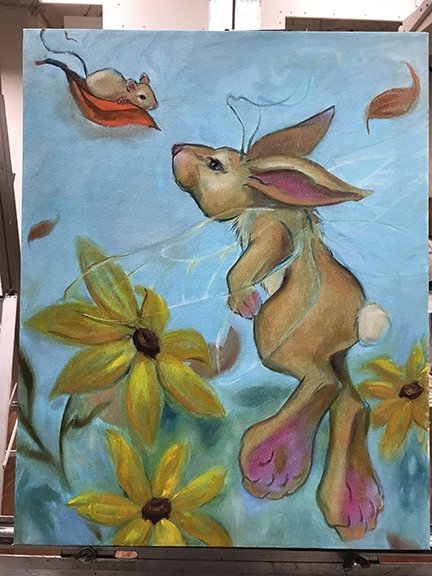 flying bunny painting first sesion