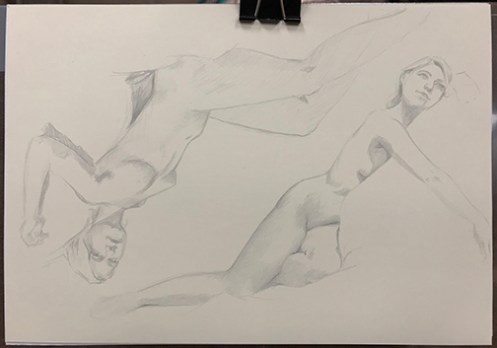figure drawing silverpoint on plike