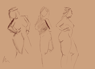 one minute gesture drawings female model