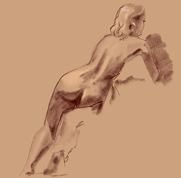 figure study female in chair from back