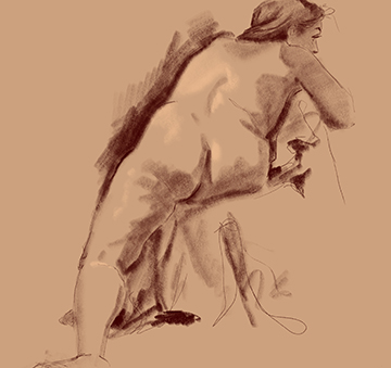 15 minute drawing female model back twisted