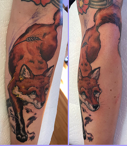 fox tattoo in progress by TeeJay