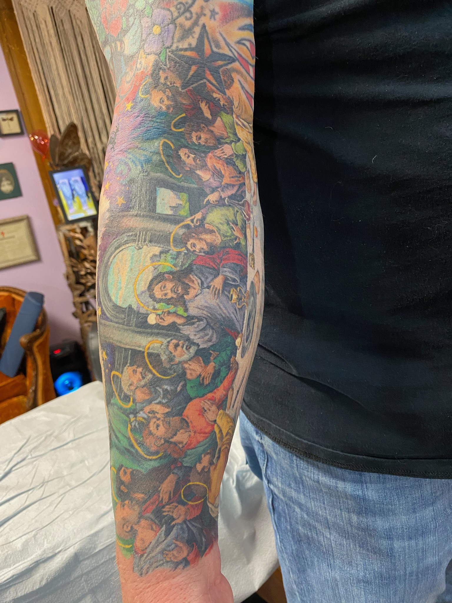 Last Supper Tattoo healed and tied into surrounding work